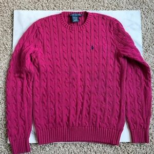 Vintage Ralph Lauren Women’s Pink Cable Knit Sweater